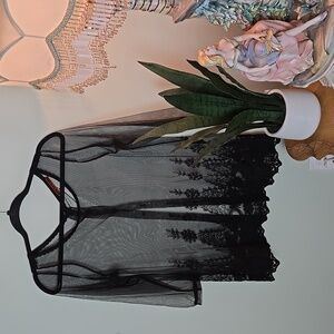 Sheer black button back sexy top